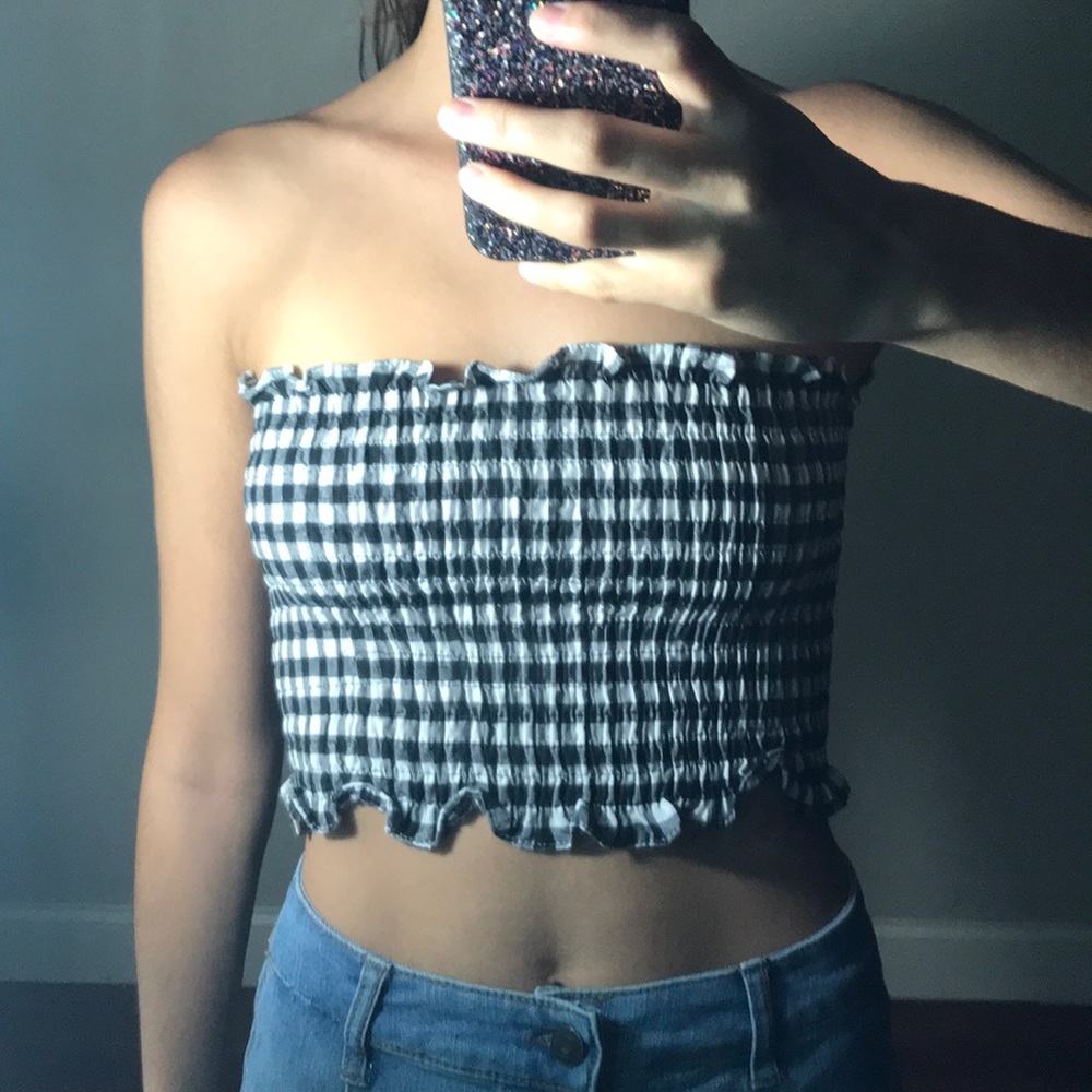 B&W Checkered Crop Top
